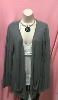 ALLOY-Women's Plus - XXL - Pretty Gray Lightweight Cardigan w/Slouchy Pockets - Image 1 of 4