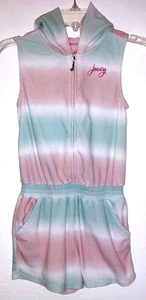 Juicy Couture Kids - Girls Size 7 French Terry Pink/Green Ombre Hooded Romper - Picture 1 of 10