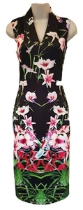 Ted Baker Dress Floral Tropics bodycon Size 1 UK 8 V neck sleeveless lined New - Picture 1 of 11