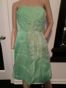 Vestido J Crew Algodón Lino Como Nuevo Verde Seda Superposición Dama de honor Boda Serafina 8 - Imagen 1 de 7
