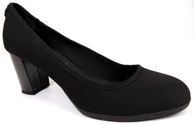 Zapatos de salón sin cordones Anne Klein CAROLE de tela negra punta redonda tacón bloque, talla 9,5 mediana Foto 1 de 4