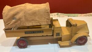 1920s Little Jim Plaything JC Penny Co Mack Army Canvas Truck