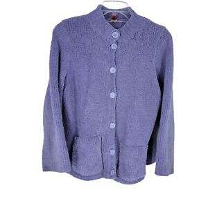 Josie Purple Fleece Button Front Cardigan Sweater XL Loungewear plush