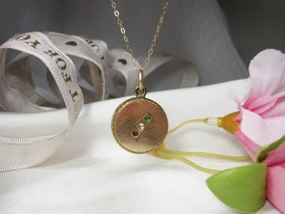 Victorian gold plated pendant with 3 colour paste stones, Antique pendant - Image 1 of 4