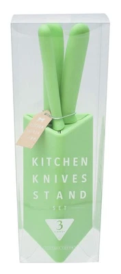 Juego de cuchillos de 3 piezas: cuchillo Santoku, cuchillo pequeño y cuchillo para pan, verde, 30229 Foto 1 de 4