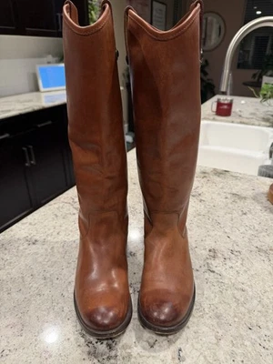 Frye Melissa Pull On Riding Boots 8.5B Genuine Leather Calf Height Chestnut EUC - Image 1 of 4