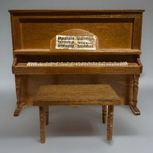 Vintage Dollhouse Miniature Upright Piano and Bench - Excellent Condition - Picture 1 of 9