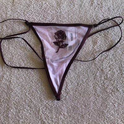 Pink By Victorias Secret Small Mesh Pink Vstring Panties  - Image 1 of 4