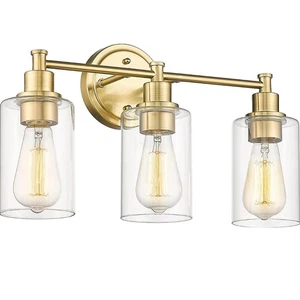 3-Light Vanity Wall Sconce Bathroom Fixture Modern Clear Glass E26 Lighting - Picture 1 of 7