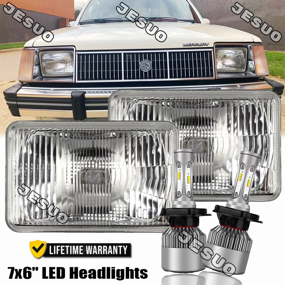 7X6" LED Headlight Hi/Lo Sealed DRL Turn Signal Lamp for Mercury Lynx 1981-1985 Foto 1 de 4