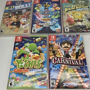 Nintendo Switch 4 Games Lot Yoshi's Crafted World Carnival Paw Patrol SpongeBob - Picture 1 of 9