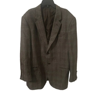 Blazer masculino ARMANI Collezioni 100% lã xadrez 2 botões -Marrom - UE 52R / EUA 42R - Imagem 1 de 4