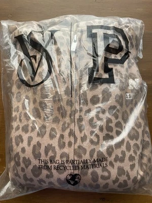 NUEVO Victoria's Secret ROSA M Leopardo Campus Cremallera Completa Sudadera con Capucha Marrón Lámina Logo MED Foto 1 de 4