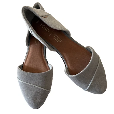 Toms Jutti D’orsay Shoe Gray Suede Mixed Media Slip On  Cushioned Size 8W New - Image 1 of 4