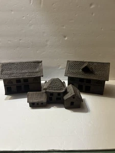 3 casas de barro de cerámica de arcilla de la dinastía Han modelo antiguo templo chino de China - Imagen 1 de 24