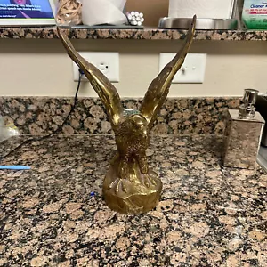 Statua scultura trofeo aquila in ottone grande 12" vintage - Foto 1 di 15