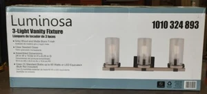 Luminosa 24 in. W 3-Light Grey Wood Finish Vanity Light with Clear Seeded Glass - Picture 1 of 9