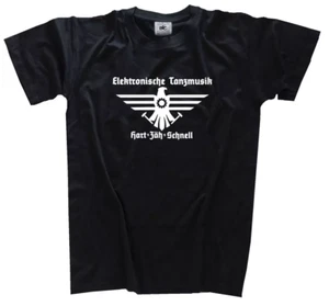 Hart Zäh Schnell Elektronische Tanzm ebm techno T-Shirt L black o Wahl B&C#190 - Picture 1 of 1