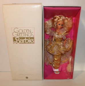 Mattel FAO Schwarz GOLDEN GREETINGS Barbie 1989 NRFB #7734, edizione limitata, nuovo - Foto 1 di 13