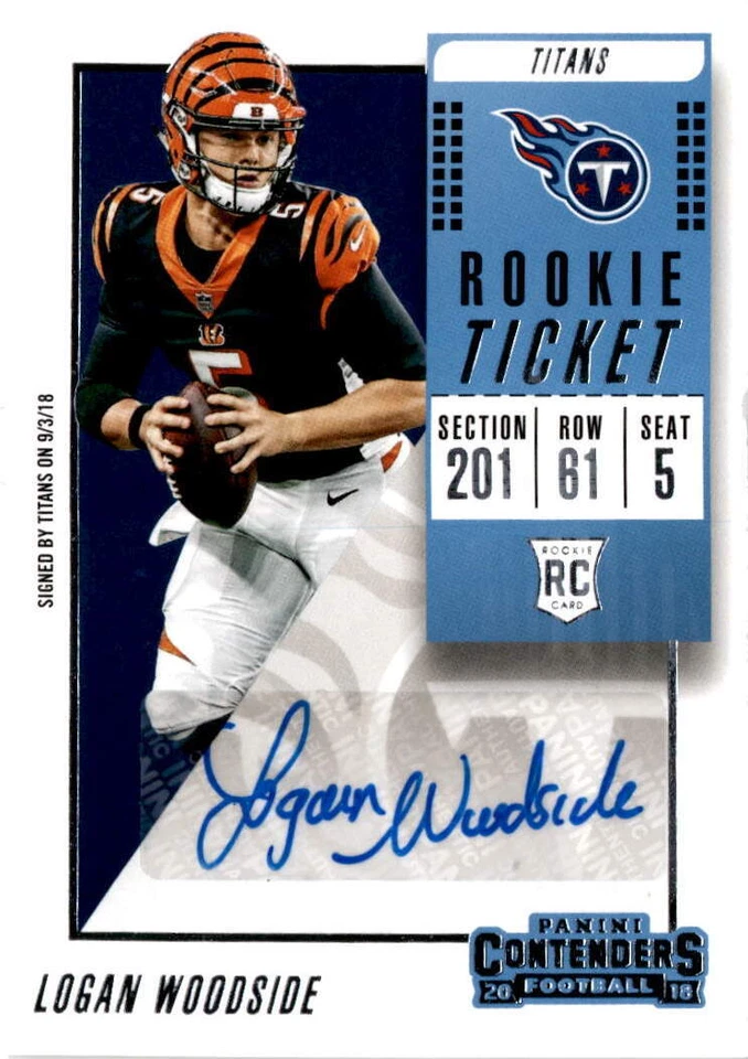 2018 Panini Contenders #321 Logan Woodside Auto Tennessee Titans - Image 1 of 2