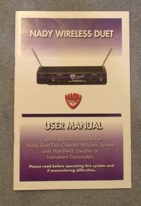Nady Duet 2 Channel Wireless System User Manual Operating Instructions - Picture 1 of 1