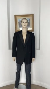 GIANLUCA ISAIA NAPOLI WOOL SUPER 150'S BLACK TUXEDO BLAZER JACKET 1 BUTTON 58 - Picture 1 of 12