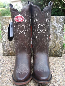 NEW Ladies Laredo Angel Wingz Heart Brown Leather Western Cowboy Boots 52398 - Picture 1 of 6