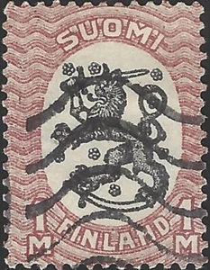Finland Scott #102 Used VF 1 M 1925 Arms of The Republic Stamp CV 24.00 - Picture 1 of 1