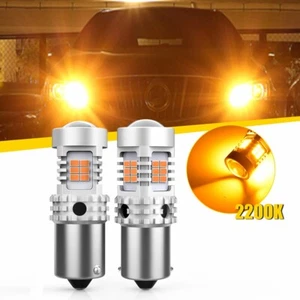 2x BAU15S Amber 26 LED Turn Signal Indicator Canbus Bulb 1156 2835 Globe 21W - Picture 1 of 8