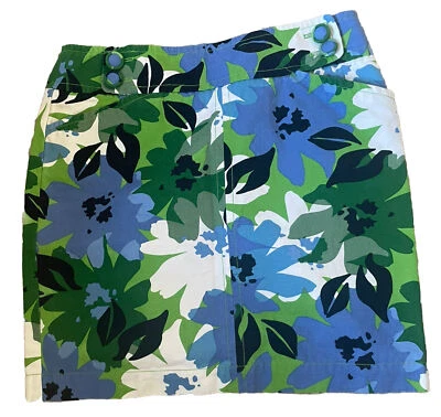 De Colección Jones New York Sport Petite Falda 12P Algodón Azul Verde Floral Acuarela Foto 1 de 4