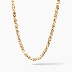 5mm Prism cut Franco 14kt Solid Yellow Gold with lobster lock for Men's Necklace - Picture 1 of 5