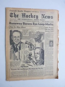 ORIGINAL NEWSPAPER HOCKEY NEWS 1950 RUNAWAY  BARONS EYE LOOP MARK - Imagen 1 de 5