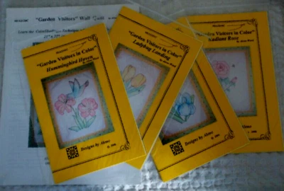 GARDEN VISITORS Wall Quilt Patterns FOUR Designs Flowers Butterflies Alene Ward - Image 1 of 4