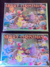 2 Vintage Deadstock Pokemon Christmas Greeting Card Tomy Hallmark Pack Holo Lot