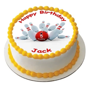10 PIN BOWLING ALLEY SKITTLES 7.5 PREMIUM EDIBLE ICING CAKE TOPPER TEN TENPIN D2 - Picture 1 of 6