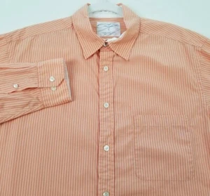 Roundtree & Yorke Button Up Shirt Men's L Large Orange White Striped Long Sleeve - Picture 1 of 10