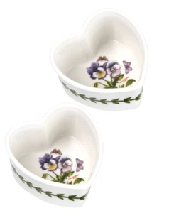 2 Portmeirion Botanic Garden Heart Shaped Ramekins Pansies NIB - Picture 1 of 2