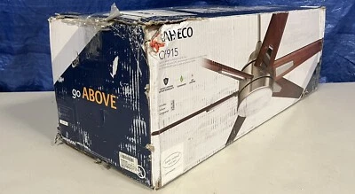 Emerson Rah Eco 60" Brushed Steel Ceiling Fan w/ LED Light Sunburst Walnut Blade - Image 1 of 4