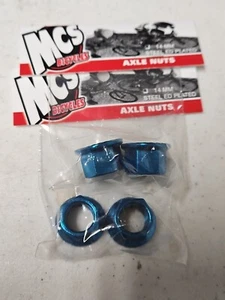 MCS BMX SPINNER 14MM AXLE NUTS BLUE - PAIR - Picture 1 of 1