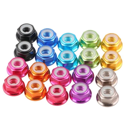 M2 M3 M4 M5 M6 Aluminium Selbstsichernde Stop-Muttern Sechskantmuttern Flansch - Bild 1 von 4