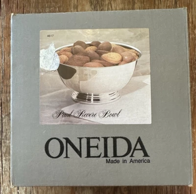 Винтажная новая в коробке посеребренная чаша Oneida Paul Revere 6 дюймов с прозрачной подкладкой 1987 - Изображение 1 из 3