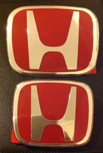 EMBLEMAS HONDA ROJO H JDM 2 PIEZAS INSIGNIA CÍVICA 2 PUERTAS CUPÉ DX EX LX SI Frontal y Trasero 3M - Imagen 1 de 7
