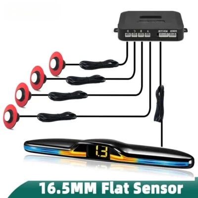 4 Parking Sensors Kit Flat 16.5mm Parktronic Reversing Backup Radar Detector - Image 1 of 4