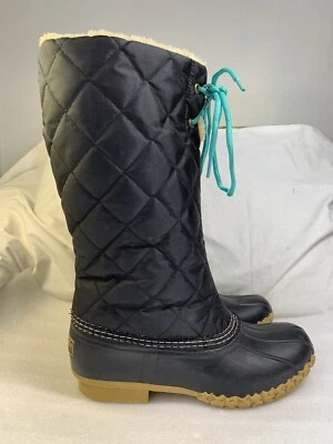 LL Bean Duck Boots 9 M Womens Shearling Wool Lined Black Boots 265084 - Image 1 of 4