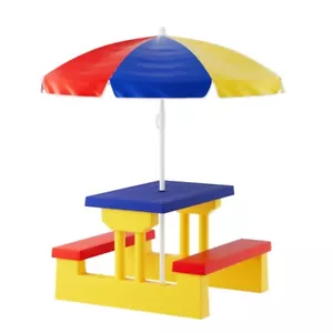 Keezi Kids Outdoor Table and Chairs Set Picnic Bench Umbrella Children Indoor - Picture 1 of 7