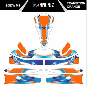M4 TRANSITION ORANGE  FULL KART STICKER KIT - KARTING - OTK - EVK M4 - Picture 1 of 3