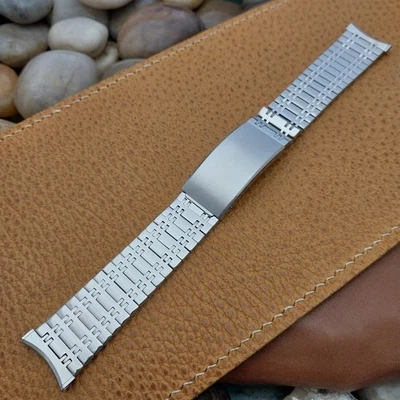 19mm Bulova Solid-Link Stainless Steel nos 1970s Vintage Watch Band 18mm - Image 1 of 4