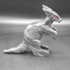 Vtg Abstract Kangaroo Figurine Carved Stone Animal Statue Tribal Folk Art Style - Picture 1 of 9