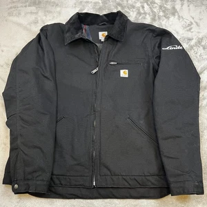 Carhartt Jacket Mens XL Tall Black Detroit Blanket Lined Corduroy Collar Logo - Picture 1 of 16