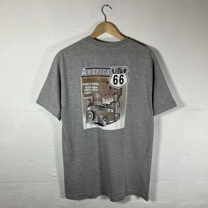 Vintage Route 66 T-Shirt Grafik Grau Herren Large Baumwolle  - Bild 1 von 6